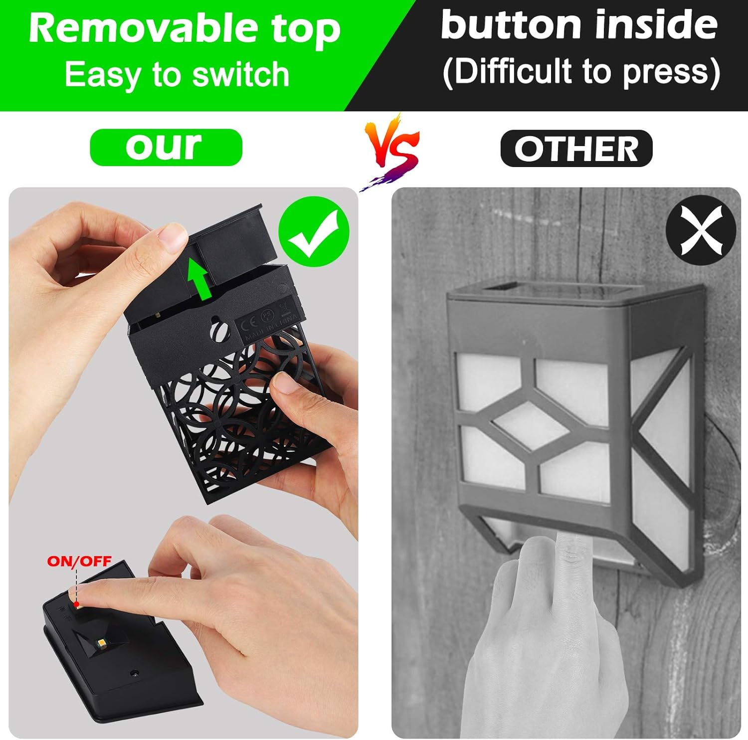 Lot de 8 lampes solaires décoratives pour clôture, éclairage d'extérieur sans fil et étanche - 2