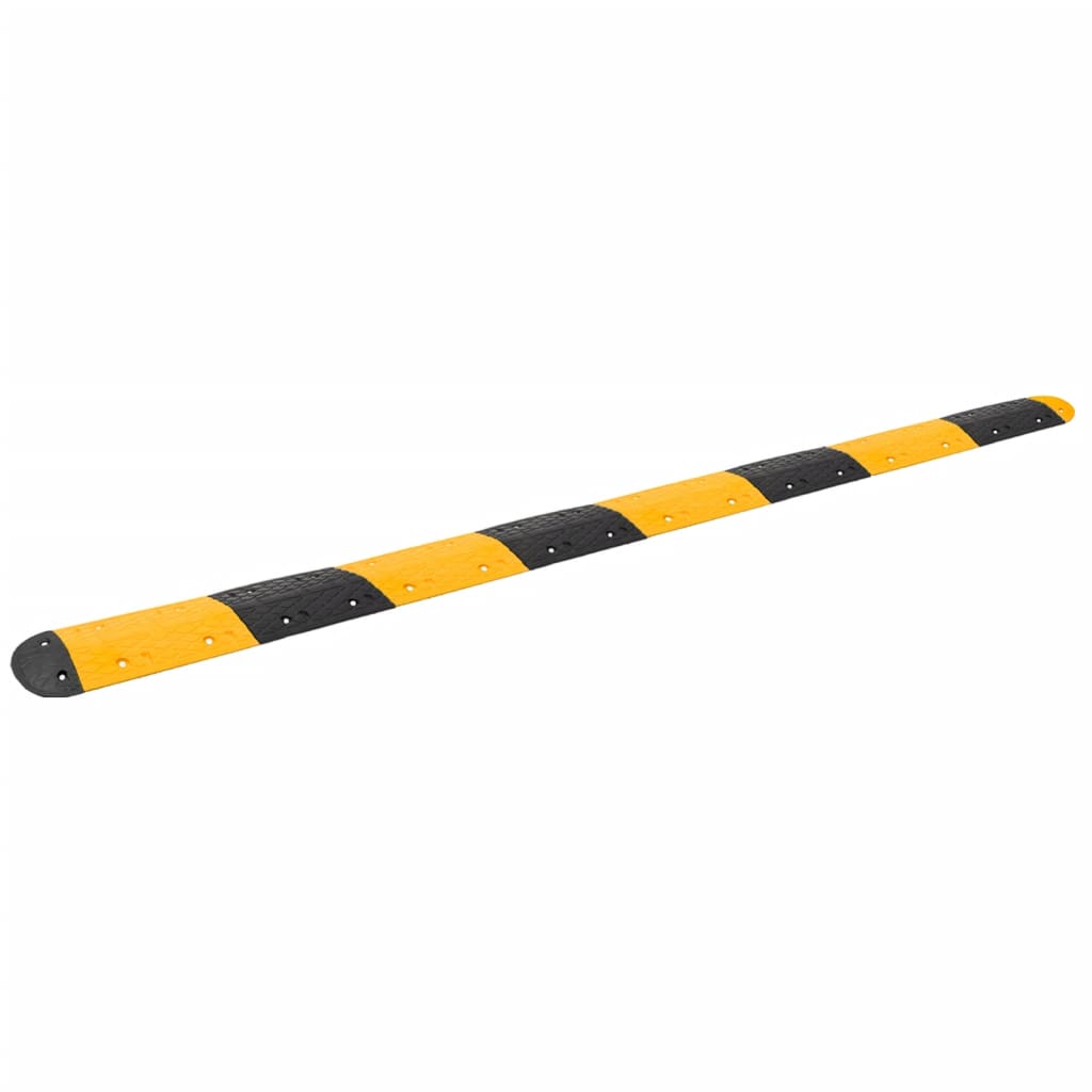 Ralentisseur Caoutchouc VidaXL – Jaune Et Noir – 226x32,5x4 Cm – 2 Pièces – Anti-dérapant – Vis Incluses