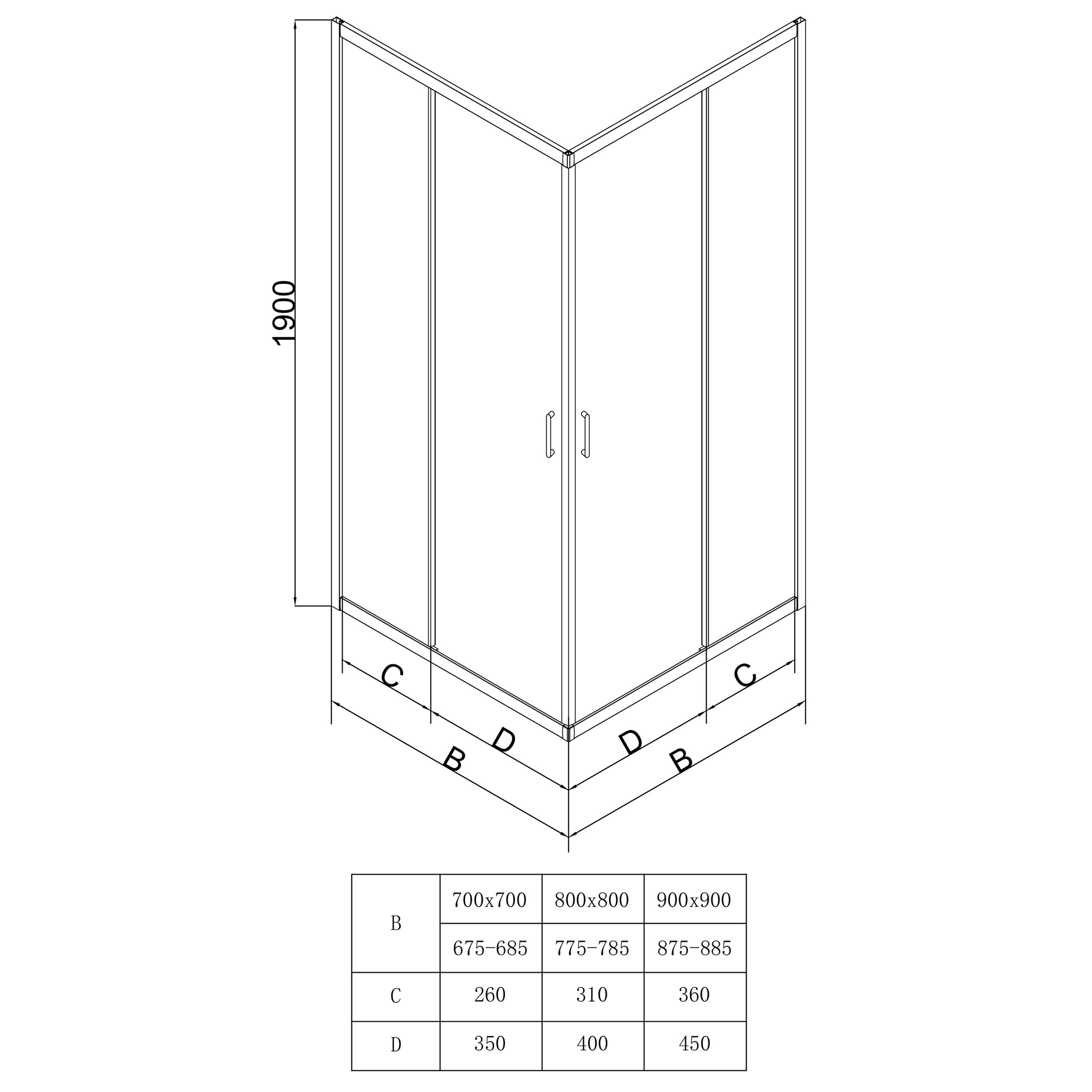 Kabina prysznicowa FERMI kwadratowa 70x70cm czarna SEVANTE - 5
