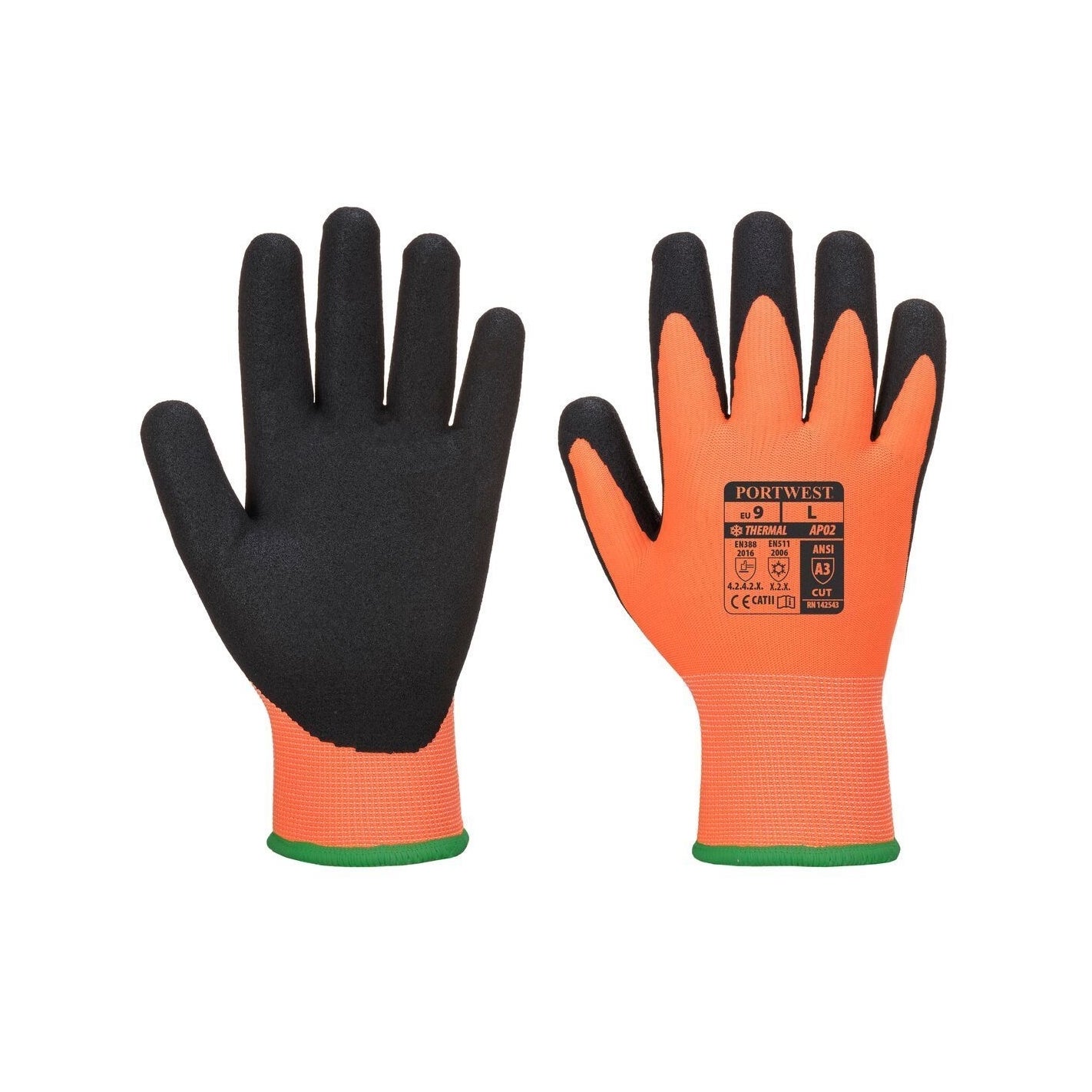 Gants de protection hydrophobes thermiques Portwest Thermo Pro Ultra Orange / Noir 8 - 6