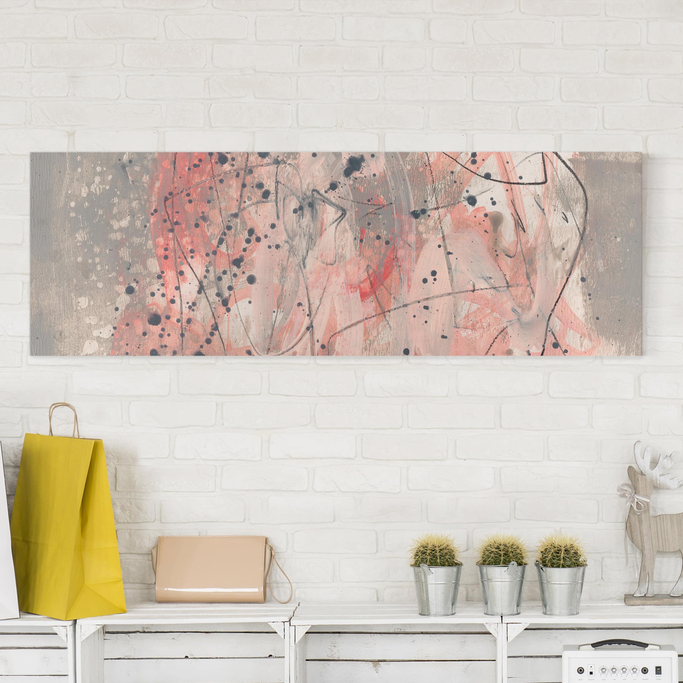 Lienzo cuadro en lienzo bastidor impresion en lienzo rosa abstracto pintura 291 cuarto de baño cocina dormitorio salón pasillo 120 x 40 cm