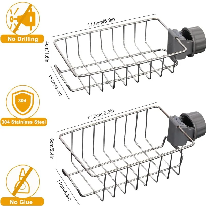 2x Étagère Douche Sans Percage Inox, Étagère Salle de Bain Télescopique Inoxydable, Tablette Support Douche, Porte Savon Barre Douche, Serviteur - 2
