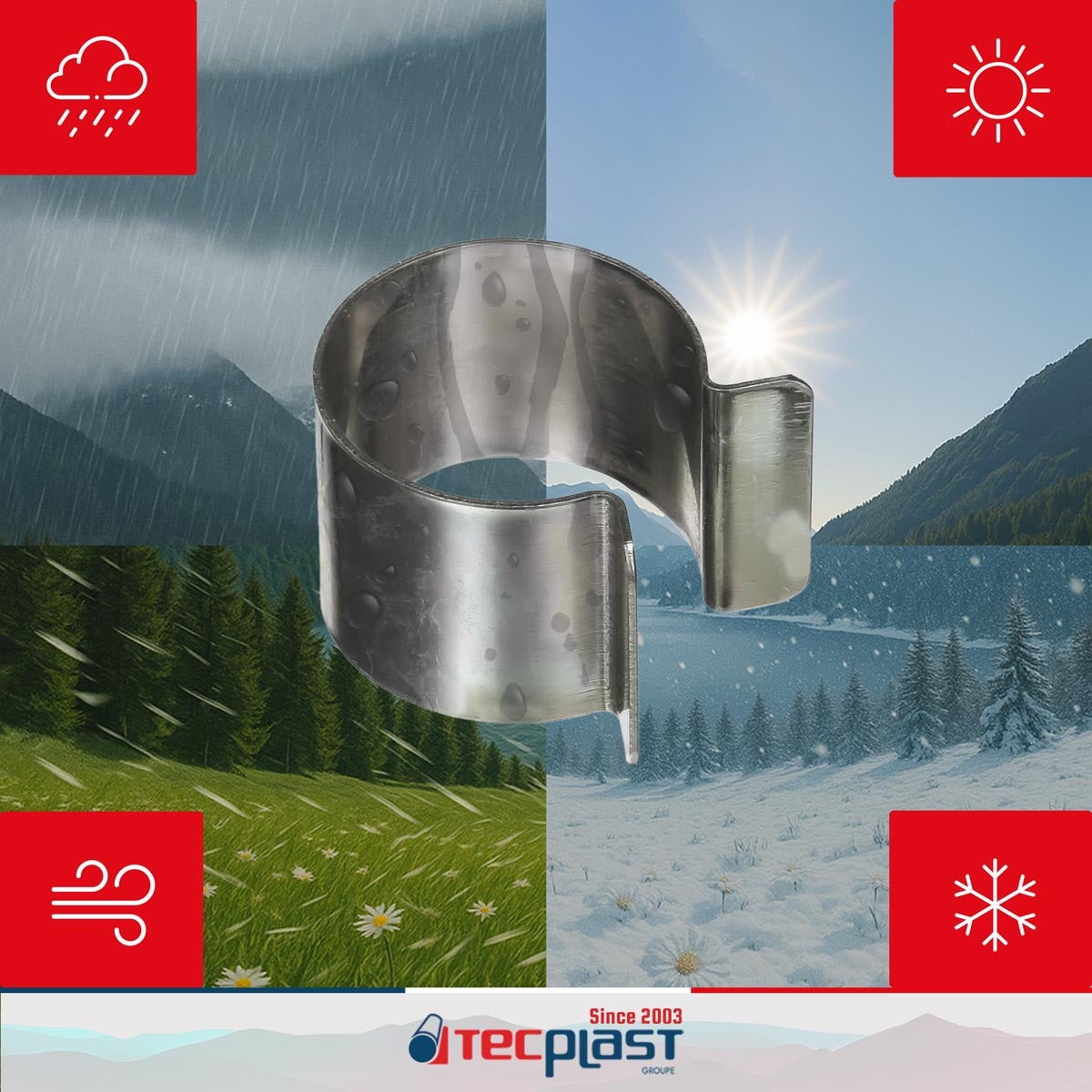 Lot de 20 clips pour bâche serre 25mm x 30mm - Haute Qualité TECPLAST 30CP - Clips de fixation métal revêtement Zinc - 4