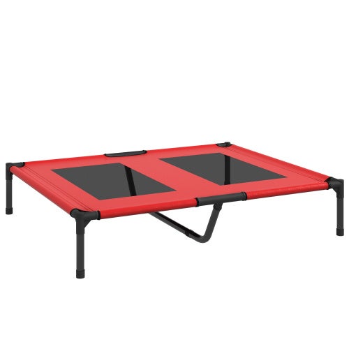 Łóżko dla psa podniesione, łóżko dla zwierząt domowych zewnętrzne, 92x76x18 cm, czerwone – ComfortXL