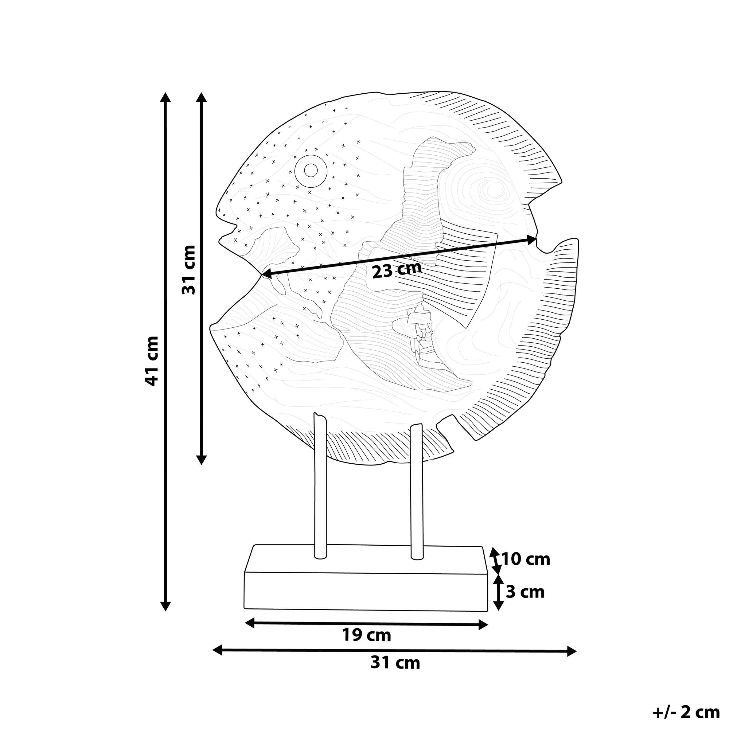 Accessorio decorativo pesce PLAICE FISH Legno Marrone - 3