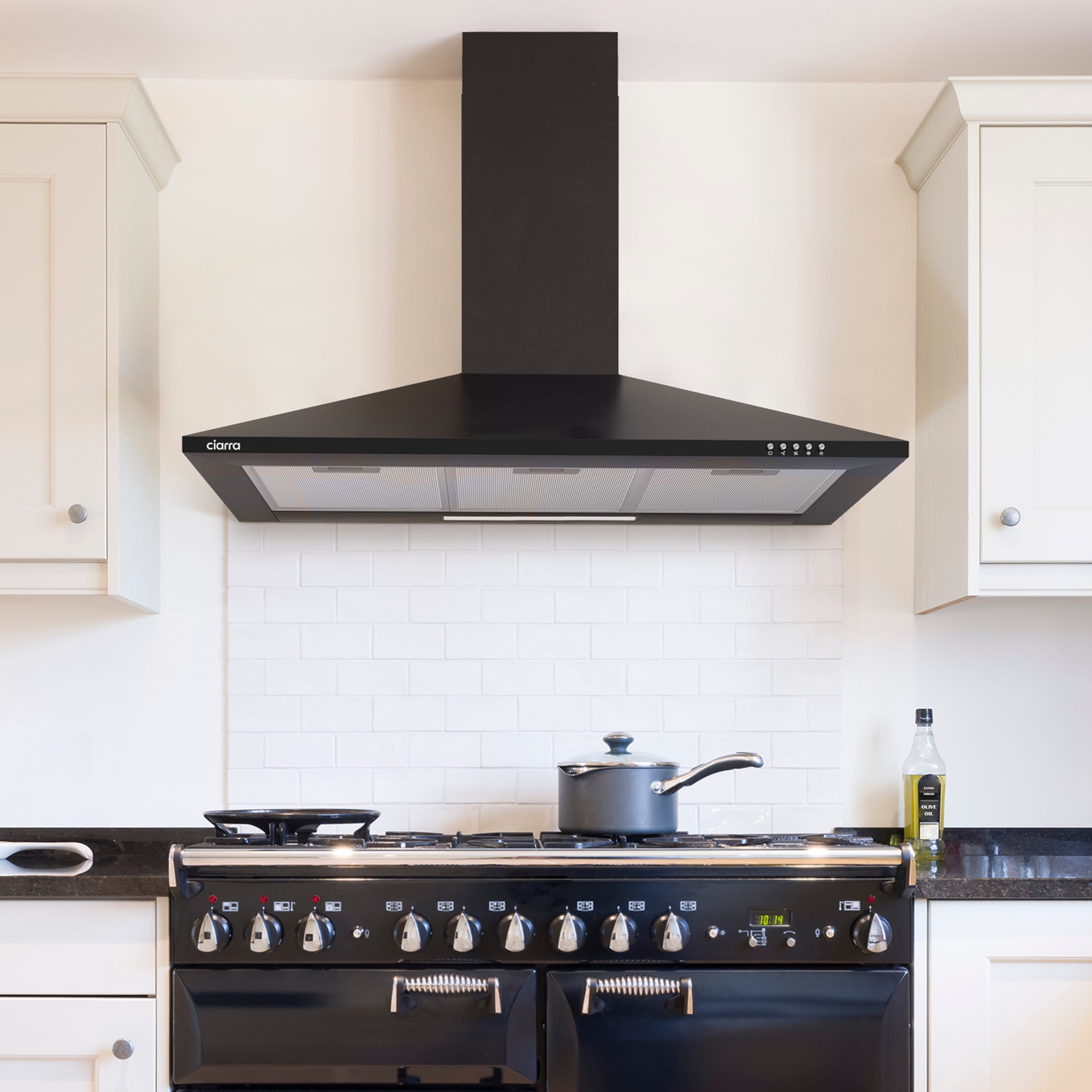 CIARRA Hotte Décorative 90cm 370 m3/h Classe A++ 3 Vitesses Recyclage Ou Evacuation Noir 201BK90 - 6