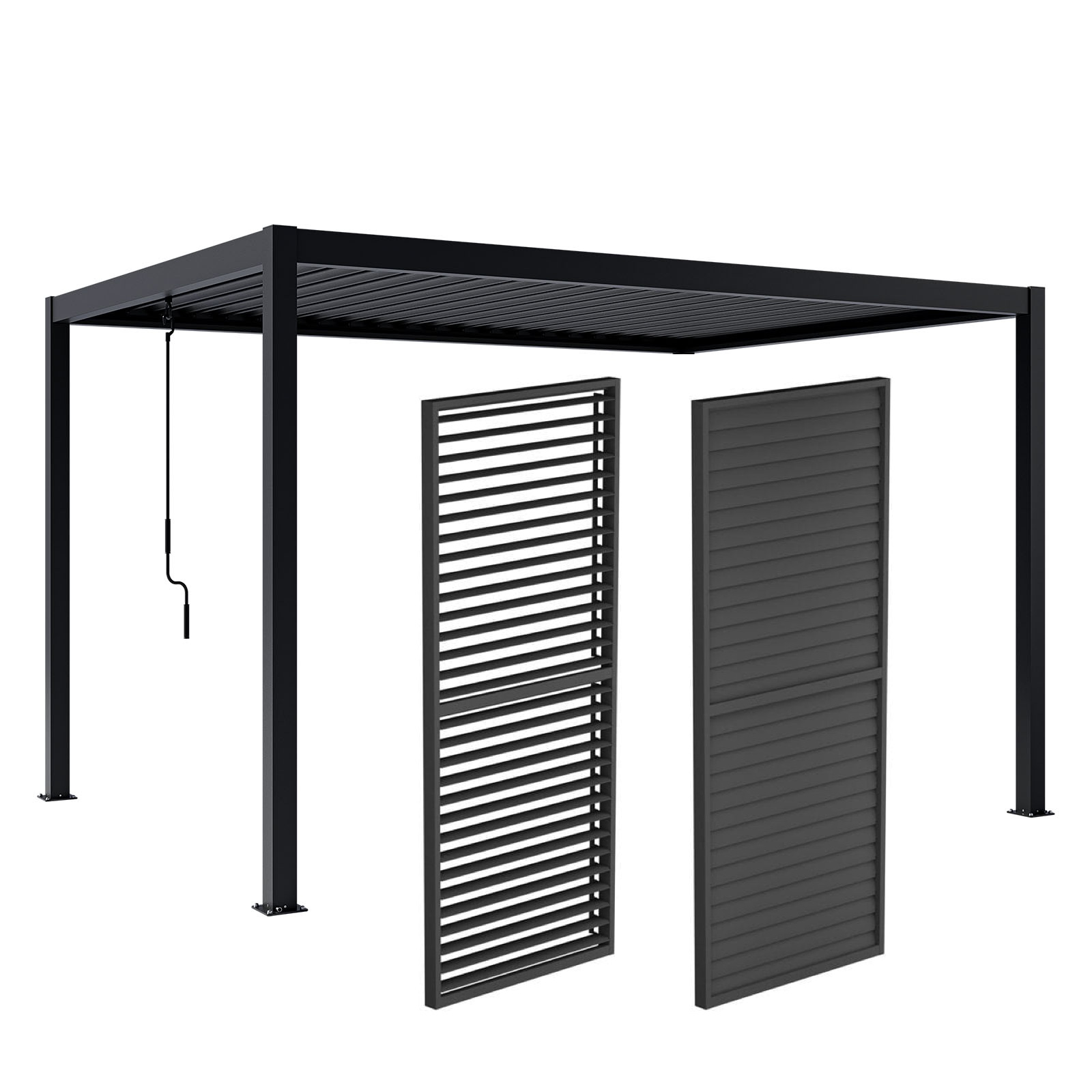 Pergola NORDVIC Skyline 3x4 m Antracyt + Żaluzja 123 cm, 100% Aluminiowa
