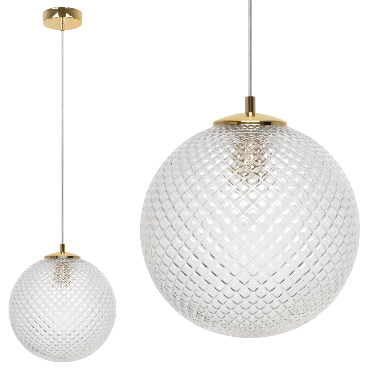 Lampa sufitowa wisząca Cannes złota modern 1xG9 klosz szklany 25cm bezbarwny Light Home LH