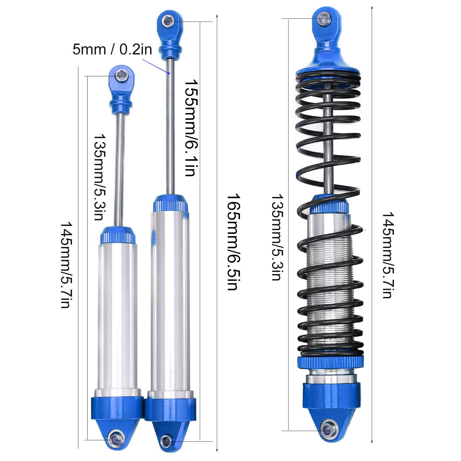 Set di ammortizzatori RC Ammortizzatore anteriore e posteriore in lega di alluminio per TRAXXAS UDR (blu scuro) - 6