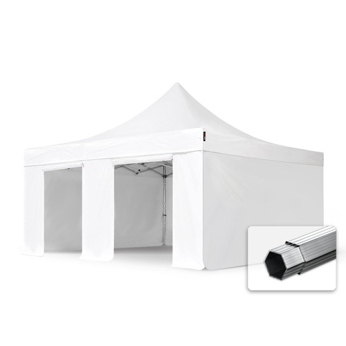 Tente Pliante 3x3m Acier Semi Pro (Blanc) Avec 4 Côtés - REF