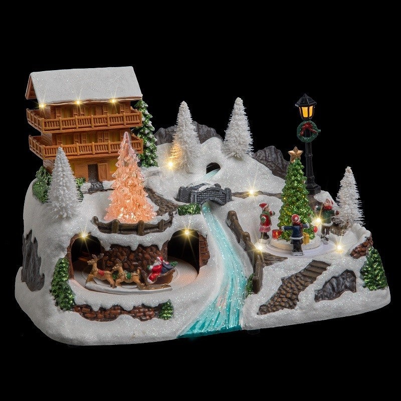 Chalet e albero di Natale illuminato 17 LED l.31cm - 4