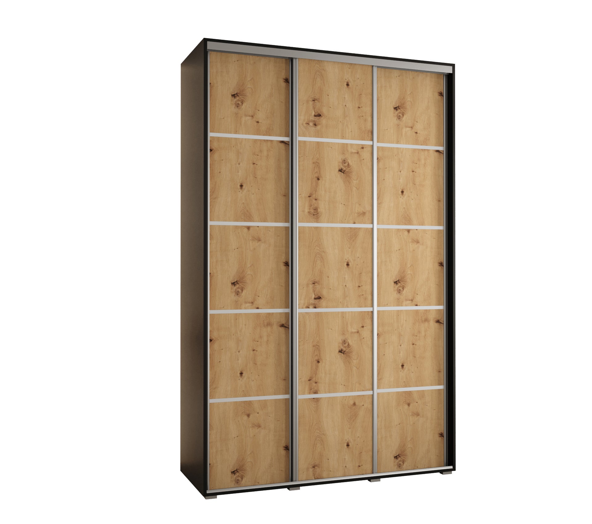 Szafa przesuwna wysoka Davos 4 160 x 60 x 235,2 cm czarny + artisan + u. srebrny - Abiks Meble