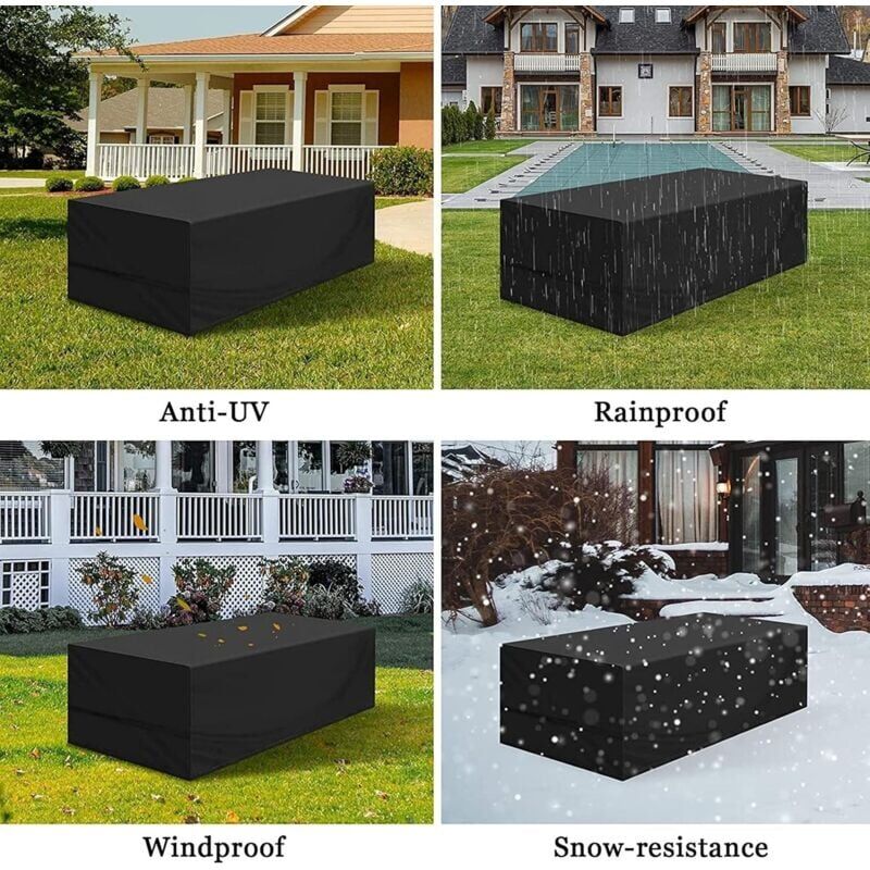 Housse Table de Jardin 150x90x(75-80)cm Noir 420D Tissu， Oxford Impermable Rsistance Anti-UV Bache Table ，De Jardin Housses de Protection - 4