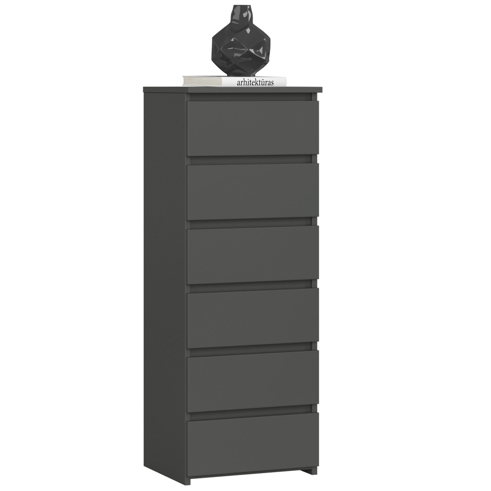 Komoda AKORD CL6 Grafit Szary 40 cm 6 szuflad kolor Grafit Szary mat 40x35x109 cm