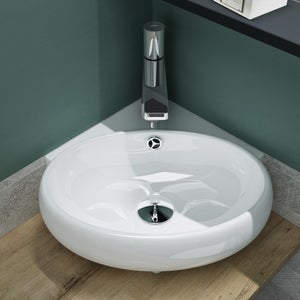 Lavabo Suspendu HOROW En Céramique Blanc - 41 X 31 Cm - Idéal Petite Salle De Bain Ou WC