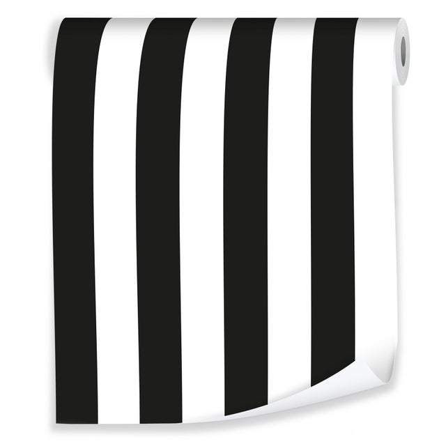 Papier Peint Intissé noir et blanc Rayures 10m x 50cm - Colle Inclus - Rouleau Moderne Papier Peint Enfant