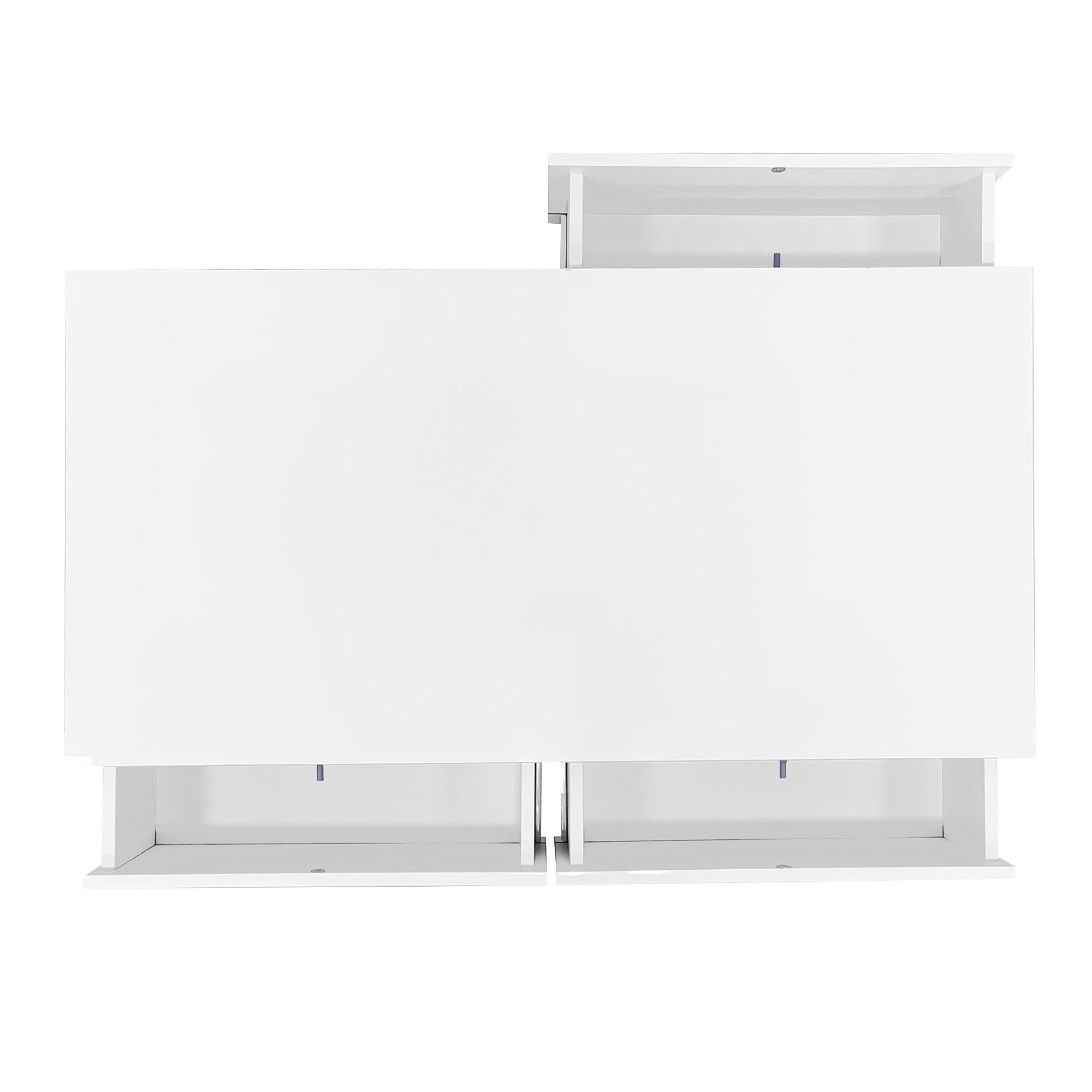 Table Basse LED Moderne avec Surface Haute Brillance, Détails Dorés, Trois Tiroirs et Éclairage LED Changeant de Couleur (110x55x40cm) - 5