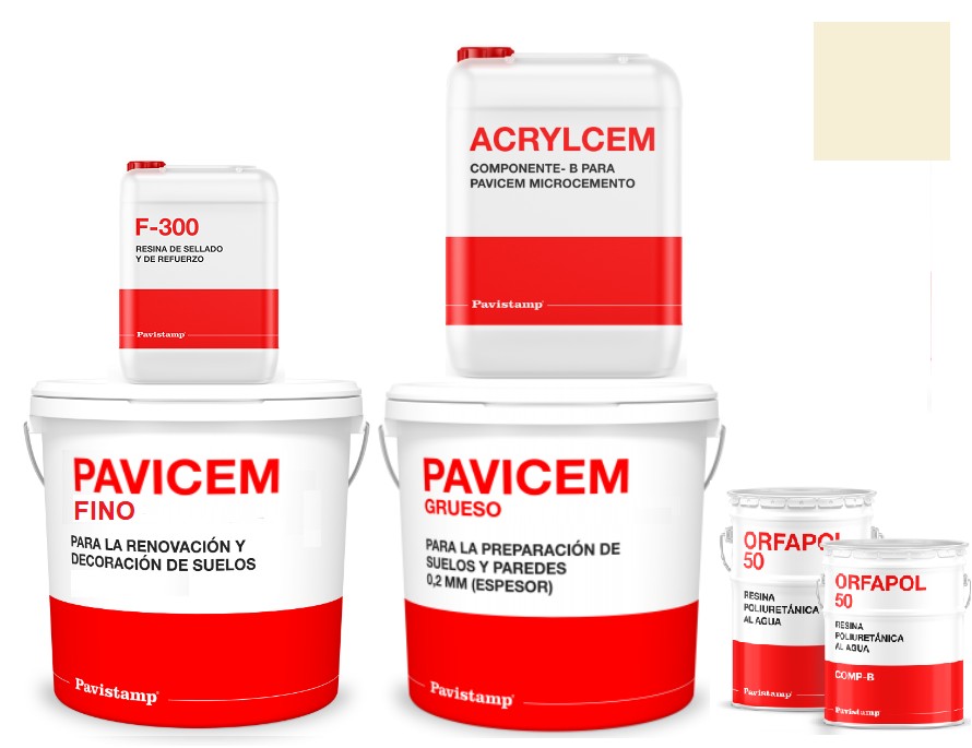 Kit microcemento 8 m2 bicomponente - paredes y suelos cerámica o mortero - polureteno mate-blanco roto