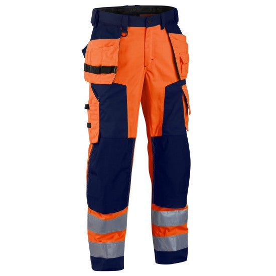 Pantalon artisan haute-visibilité Rouge-Fluo/Noir T52 Jambes Courtes 156818115599