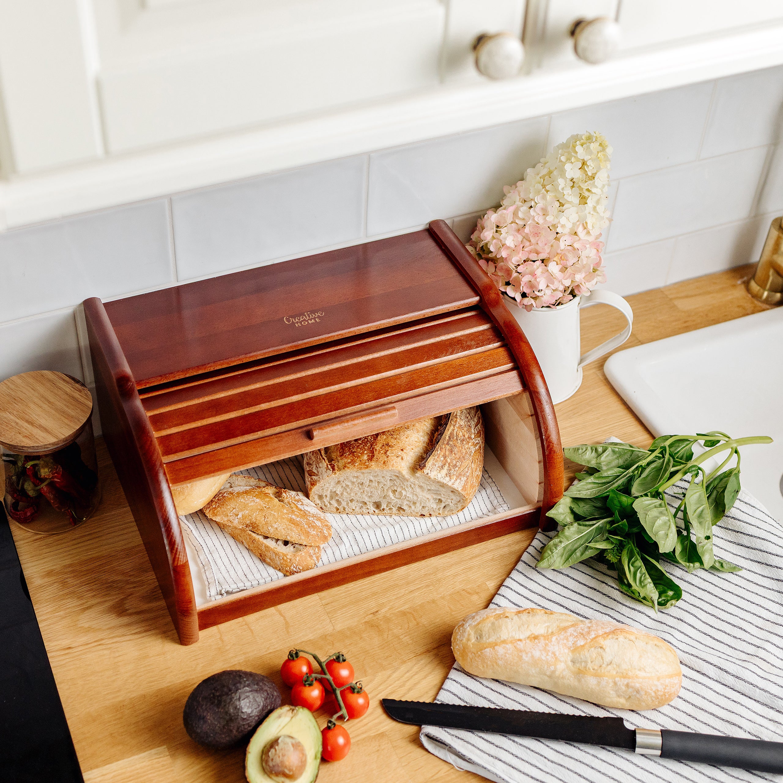 BORDSTRACT Scatola Portapane In Metallo Con Sportello Avvolgibile – Grande Capacità, Design Salvaspazio, Antiruggine Per Cucina