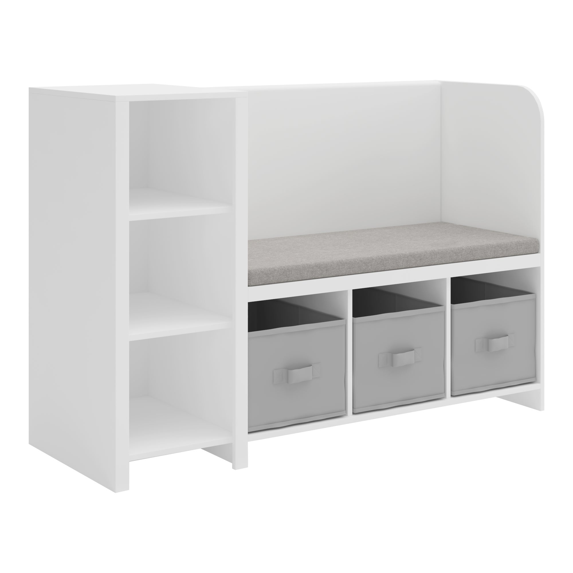 Estante de livros para crianças com banco Høylandet 76x112x40 cm - Branco/Cinza [pt.home]. - 2