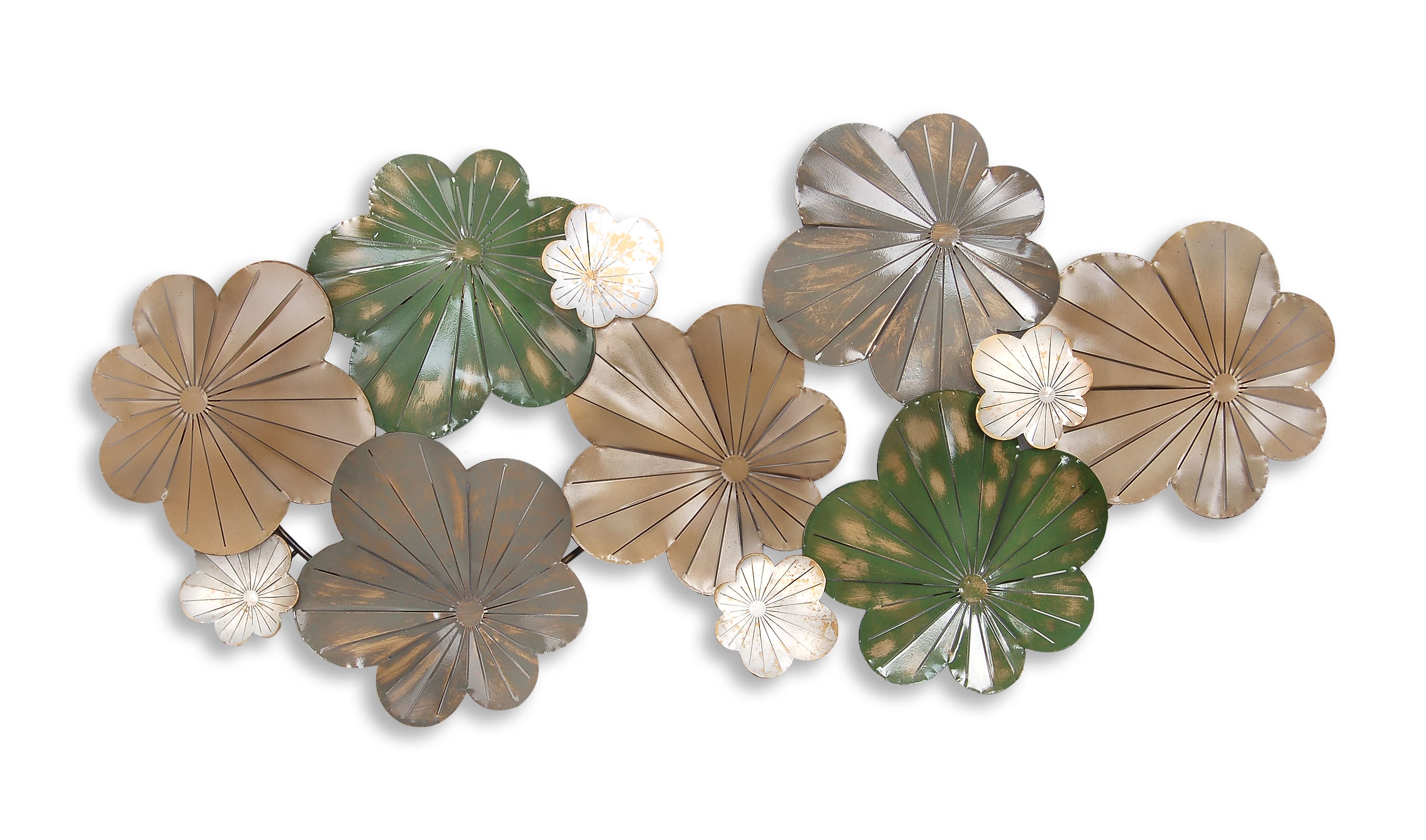 Décoration murale 3D arbre rond feuilles multicolores métal 61x5,7 cm