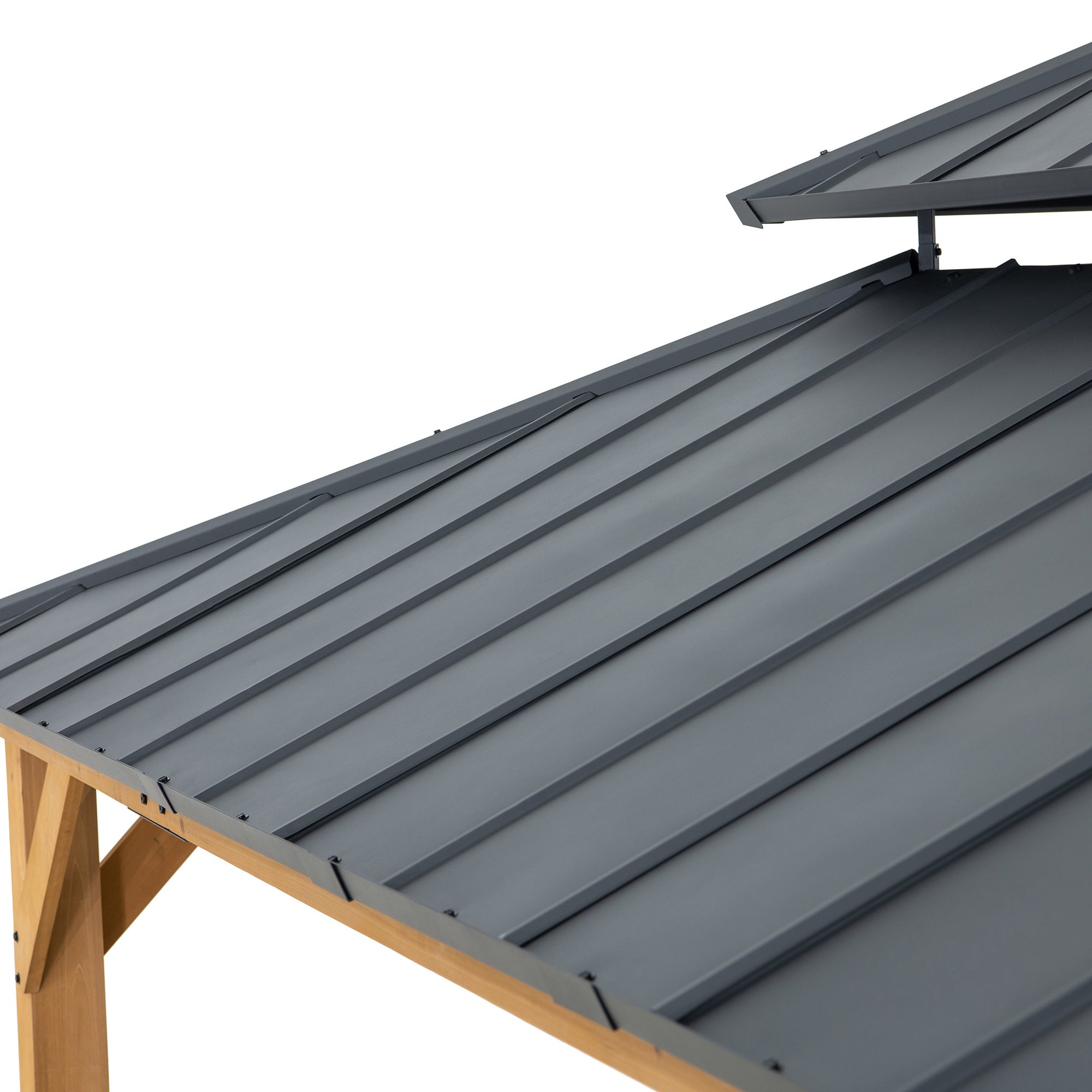 Tonnelle en bois de cèdre TRIVOR - 390cm x 450cm, anthracite - 8