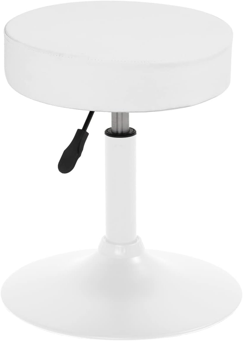Taburete de Trabajo Regulable Giratorio, Asiento de Polipiel Acolchado YU Blanco - 2
