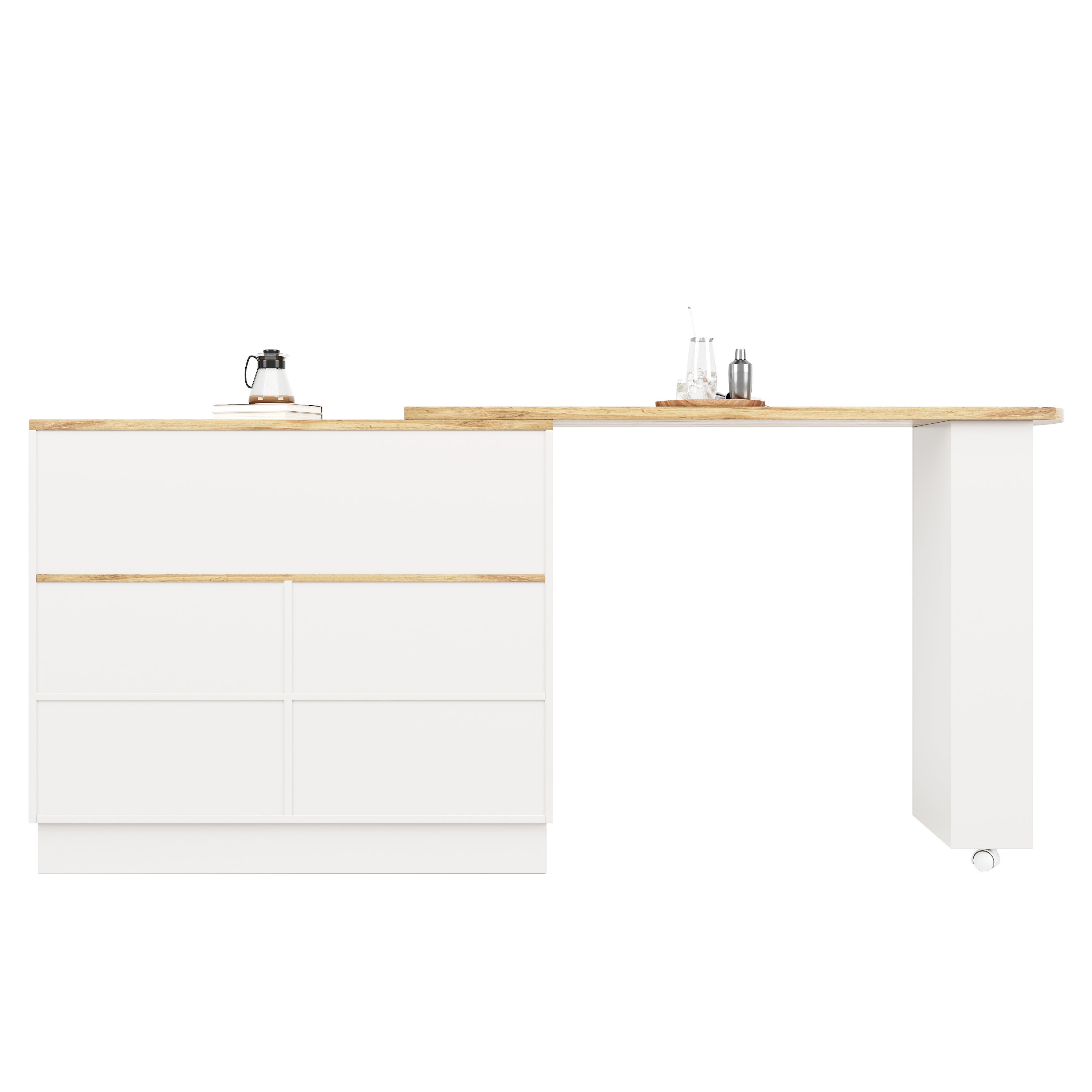 Table de bar pivotant et escamotable en MDF - grand espace de rangement - style contemporain - Blanc - 7