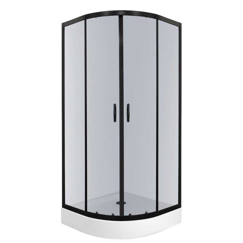 Kabina prysznicowa z brodzikiem Tiara 80 grafotowe szkło czarne profile KERRA