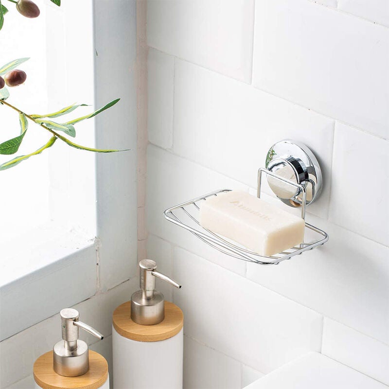 Ventouse super résistante à une seule couche - Porte-éponge robuste en acier inoxydable adapté à la salle de bain et à la cuisine - 4