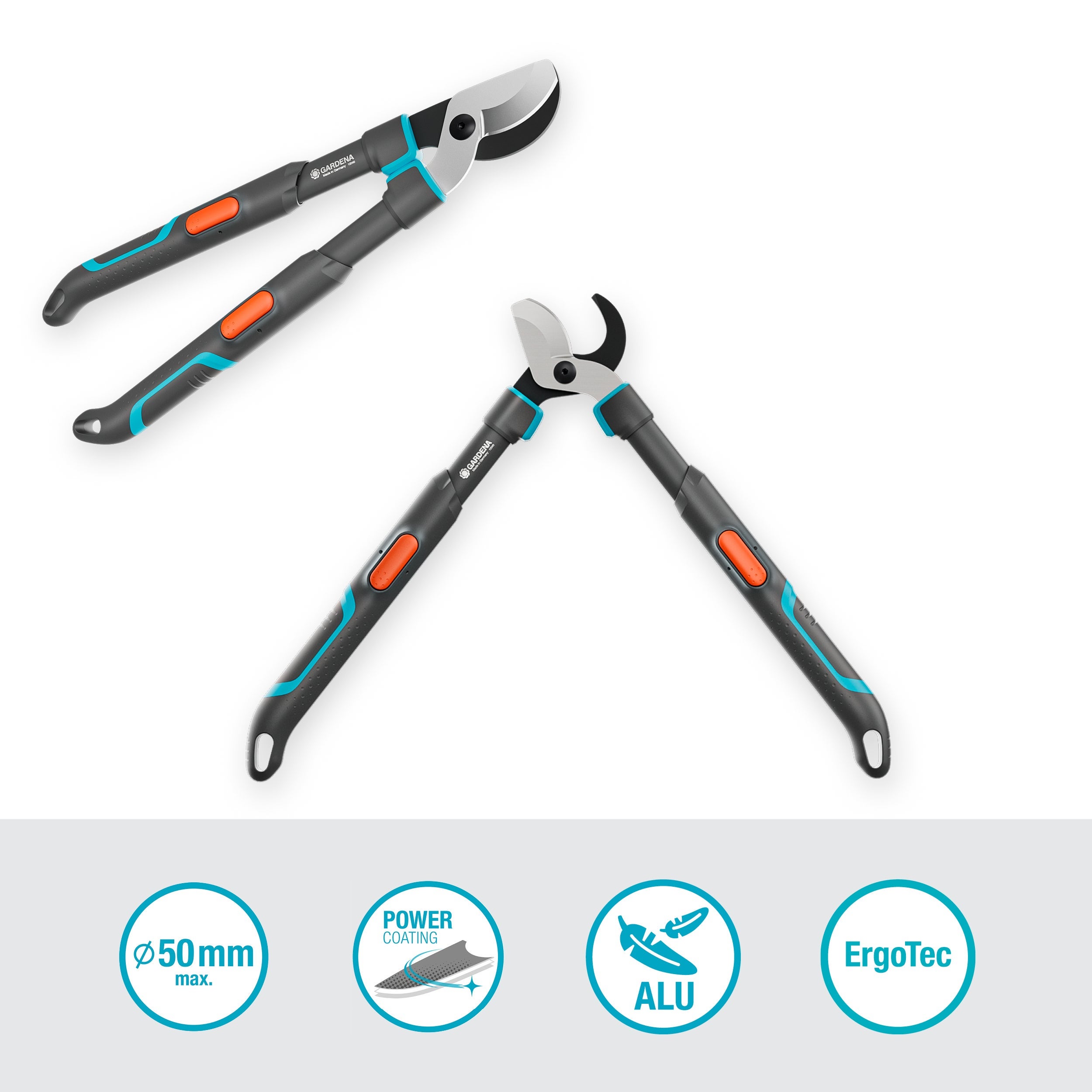Forbici da Giardino Gardena TeleCut Pro S, Grigio/Turchese, 52 cm - 67 cm (12040-88) - 2