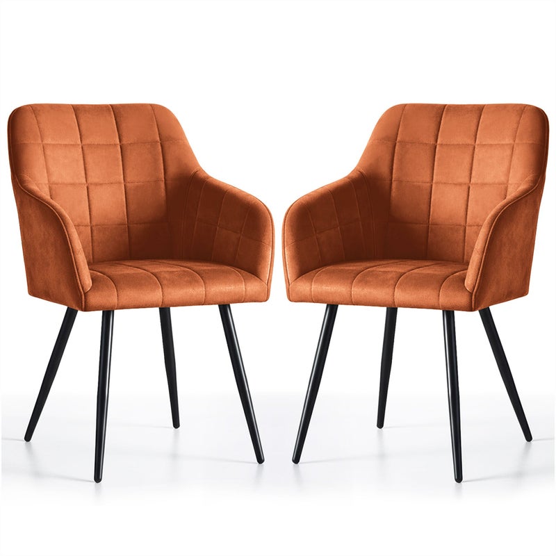 2x Krzesło tapicerowane z przeszyciami kwadratowymi Miedziane LUXANO Czarne nogi