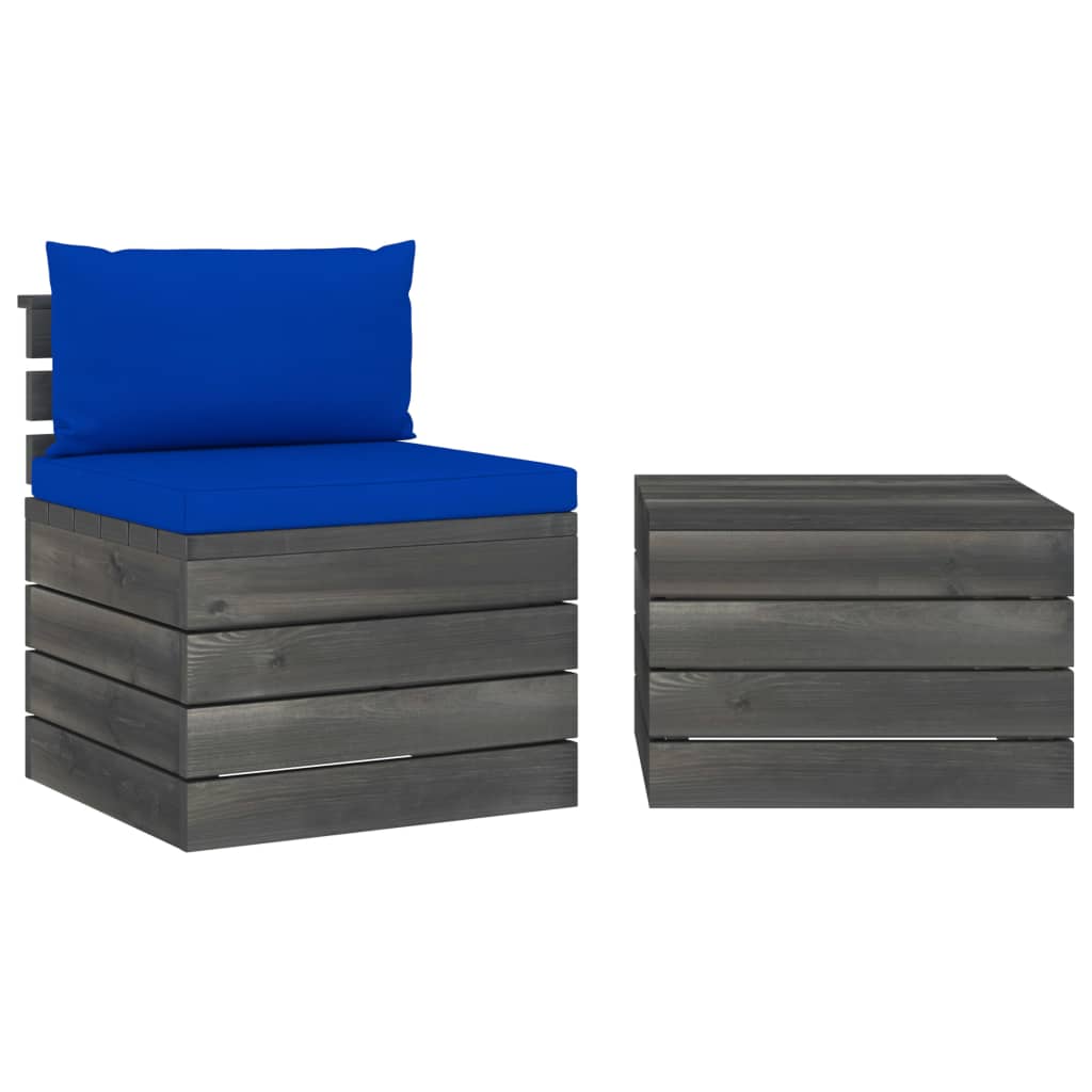 VidaXL Set Divani Da Giardino Su Pallet 2 Pezzi In Pino Massiccio Con Cuscini Antracite, Tavolo Incluso - 2