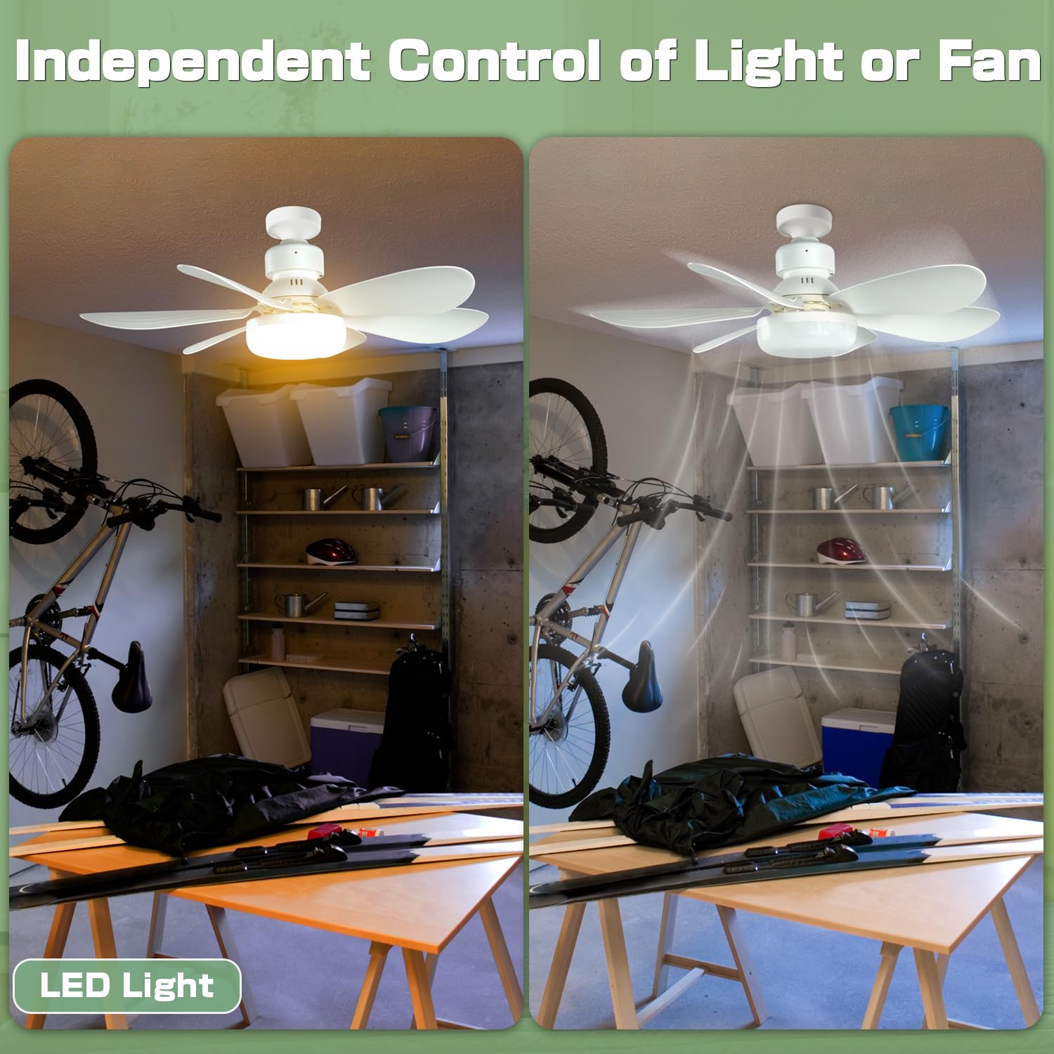 Ventilateur de plafond avec lumière et télécommande, ventilateur de plafond LED dimmable 40 W avec douille E27, 6 pales, 3 vitesses, minuterie - 7