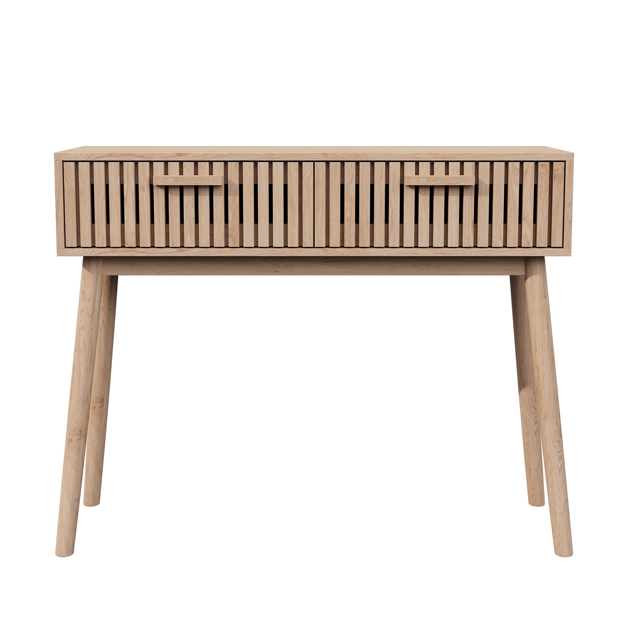 Console en Bois avec 2 Tiroirs pour Salon ou Entrée, Style naturel, Table Console, Table d’Appoint, 100x35x80cm - 8