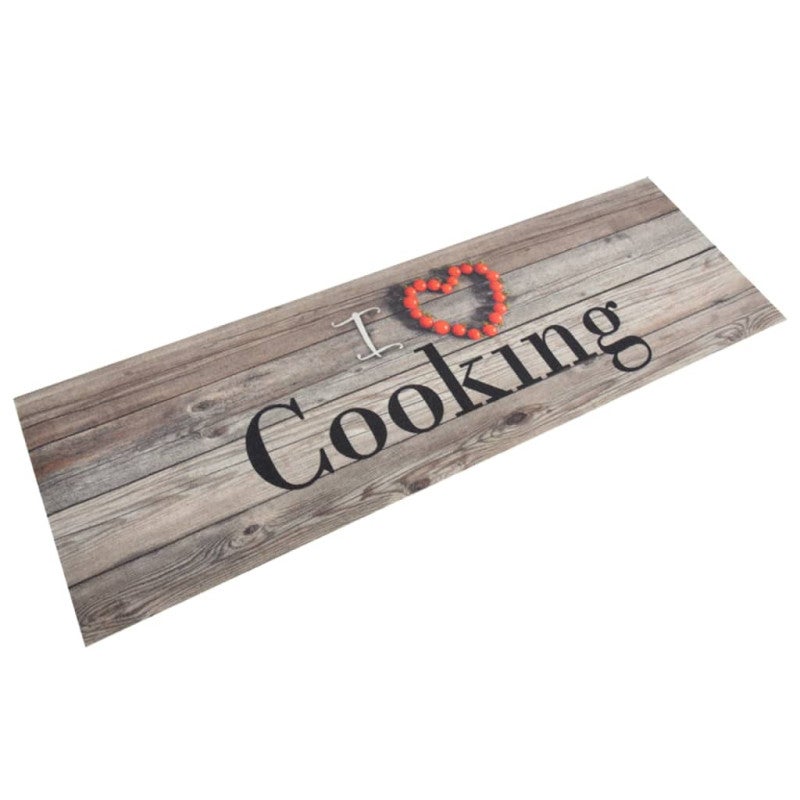 Dywanik kuchenny, wzór z napisem Cooking, szary, 60x180 cm vidaXL