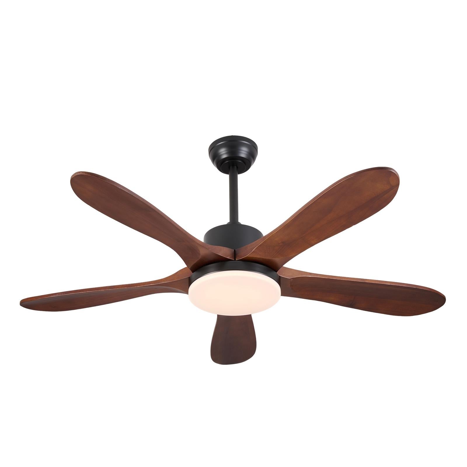 Ventilateur de plafond LED intelligent 52 pouces effet bois avec 6 vitesses, contrôle APP et télécommande, variateur LED 110-240V - 4