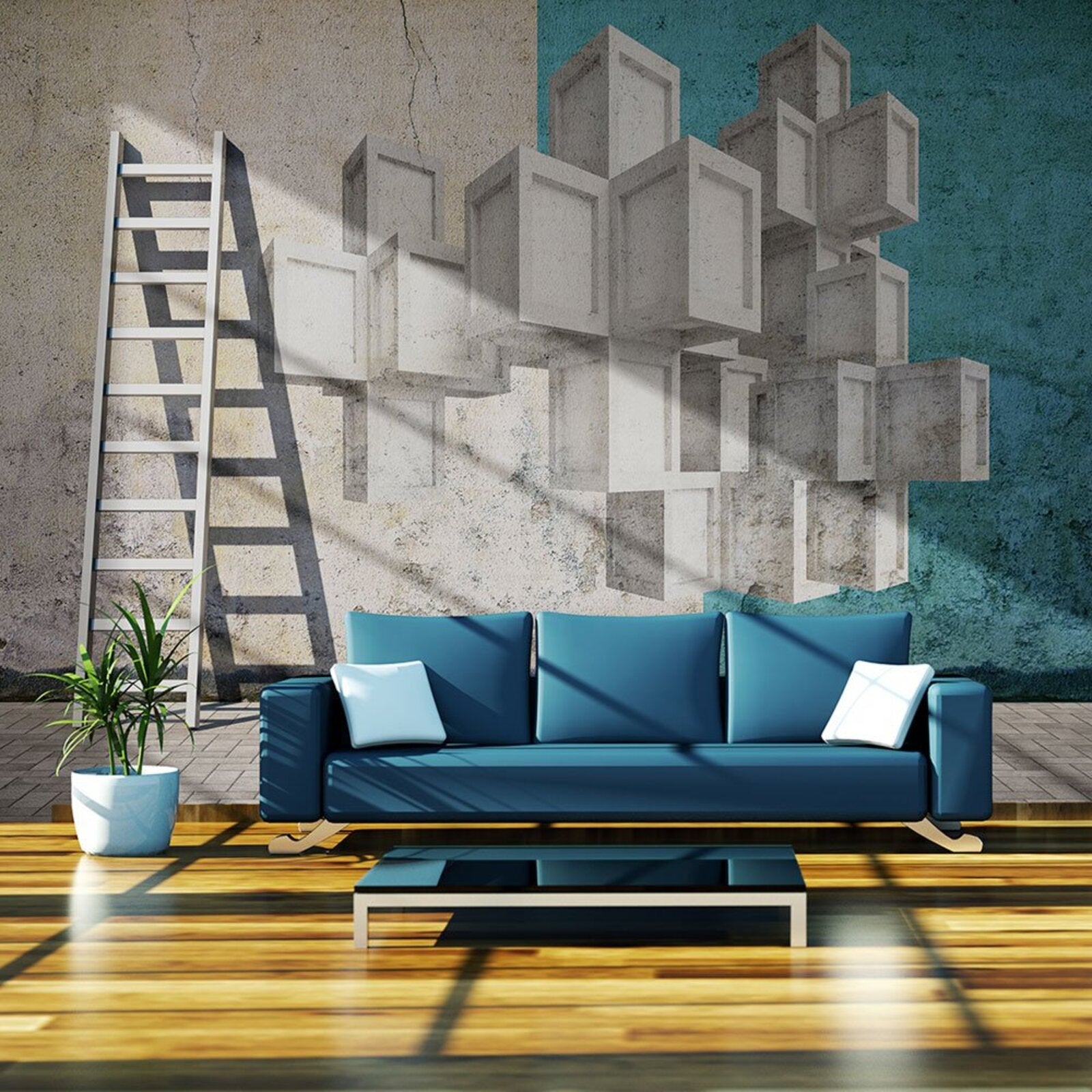 Papier peint street art : illusion d'optique - 250 x 193 cm | Leroy Merlin