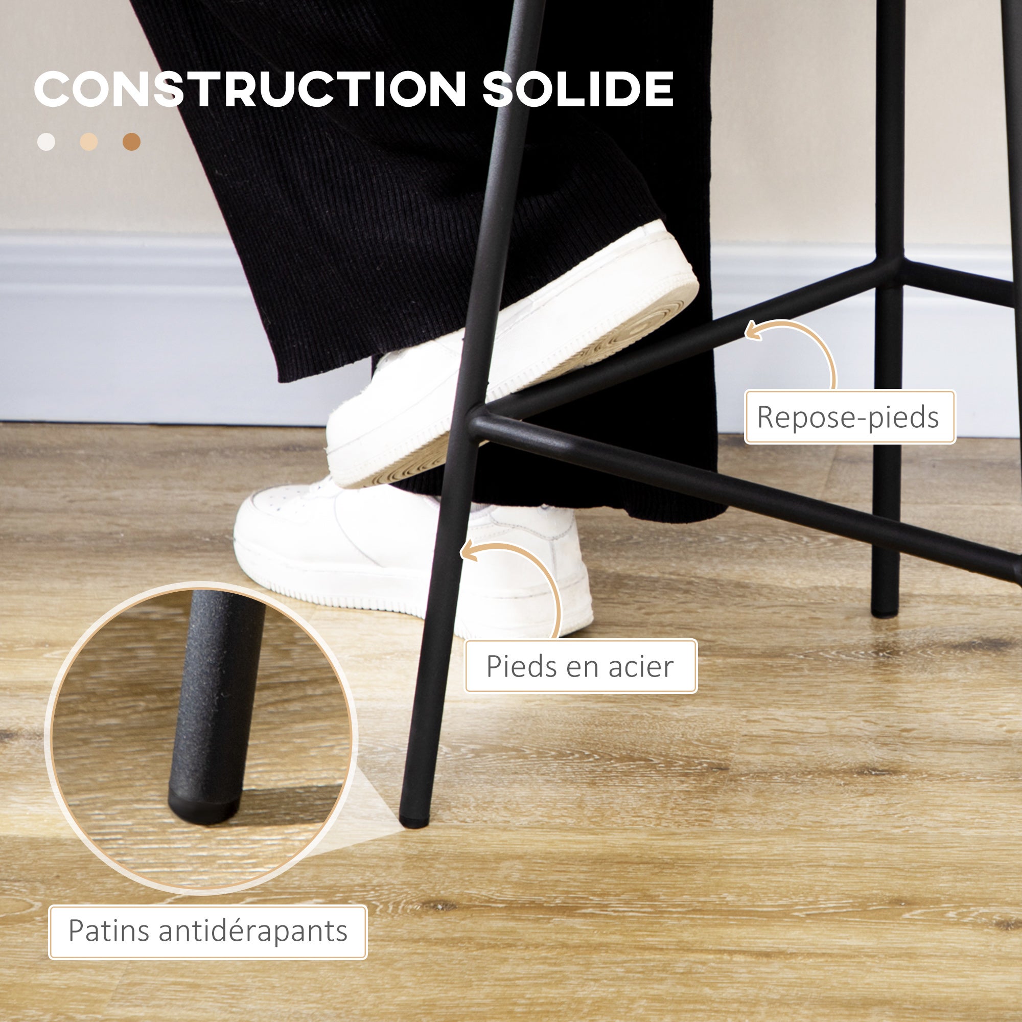 Tabouret de bar rotin lot de 2 HOMCOM - 5