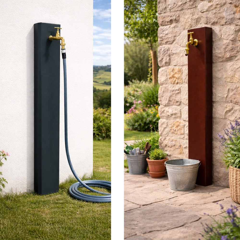 Fontaine murale de jardin en acier anthracite avec robinet – H 100 cm - 6