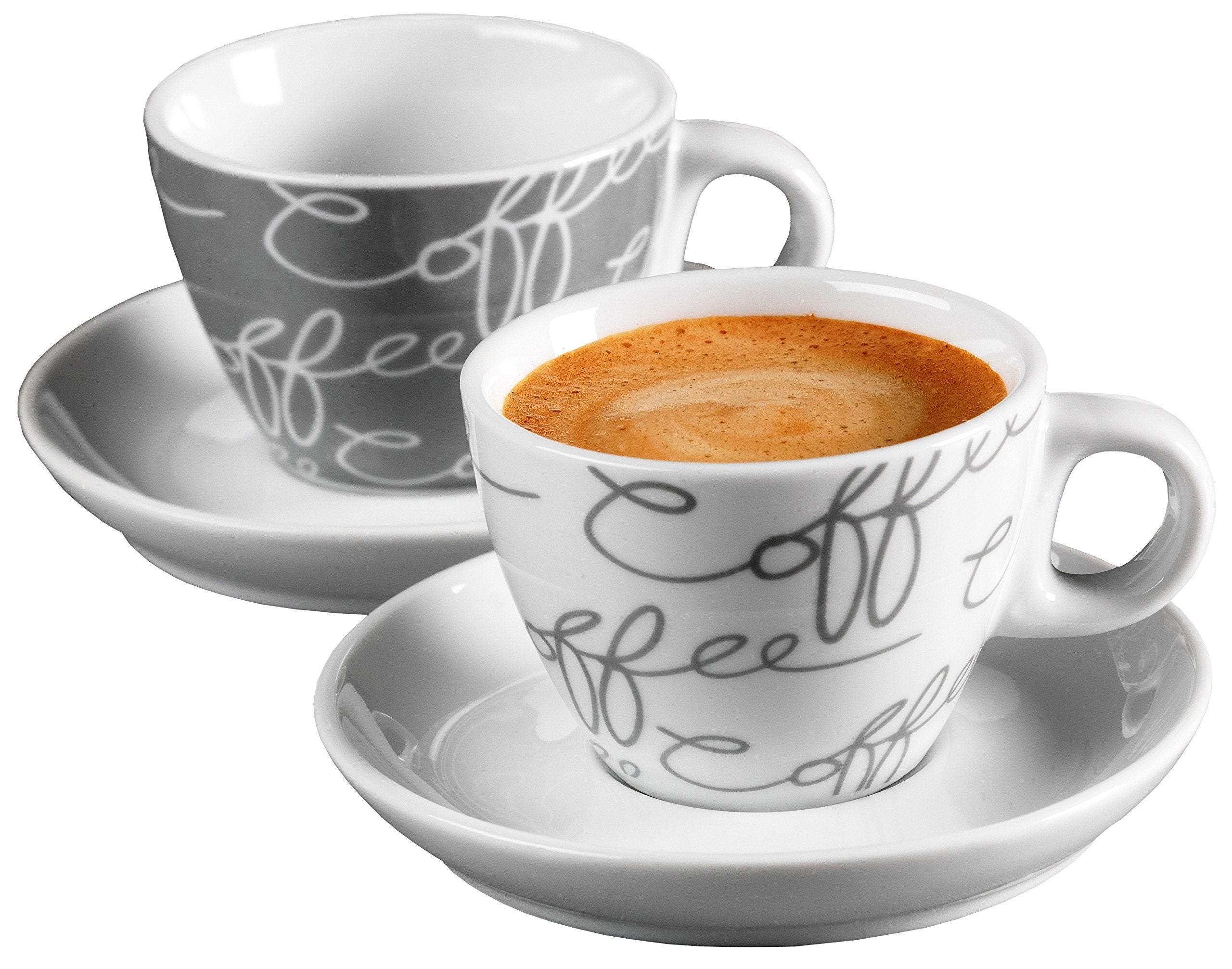 Ritzenhoff & Breker Kaffeebecher-Set Doppio Grigio, 4 Pezzi, Porcellana