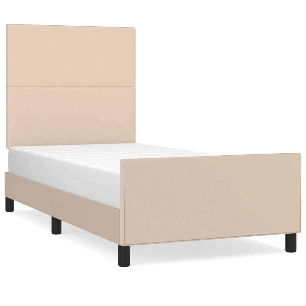 Cadre de lit sans matelas, similicuir cappuccino, pour la chambre, 100 × 200 cm - 2