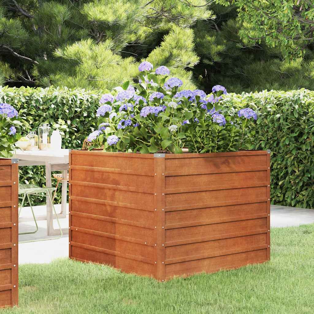 Jardinière - Lit surélevé de jardin - Pot de fleurs rouillé 100x100x77 cm acier corten Couleur évolue n1301l - 2