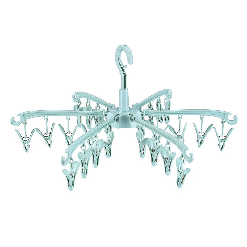 Składana suszarka do bielizny i odzieży wierzchniej, zielona, z 24 klipsami, do wieszania ubrań, obracania skarpetek, pieluszek wielorazowych i biust