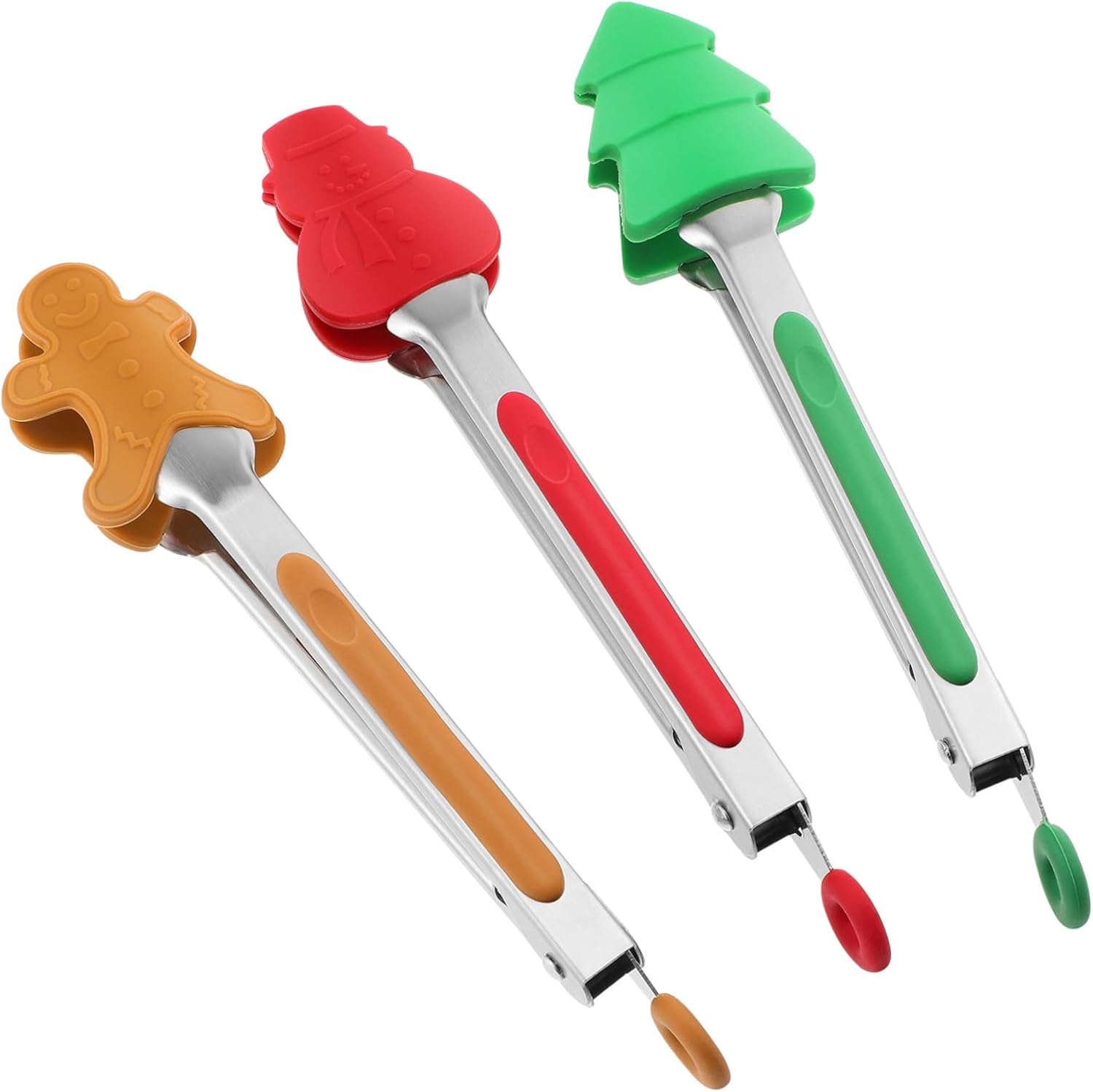 Set Di 3 Pinze Da Cucina In Acciaio Inox Con Punta In Silicone Antiscivolo - Dimensioni 21,4, 26,2 E 34,5 Cm - Per BBQ, Forno E Insalata - 2