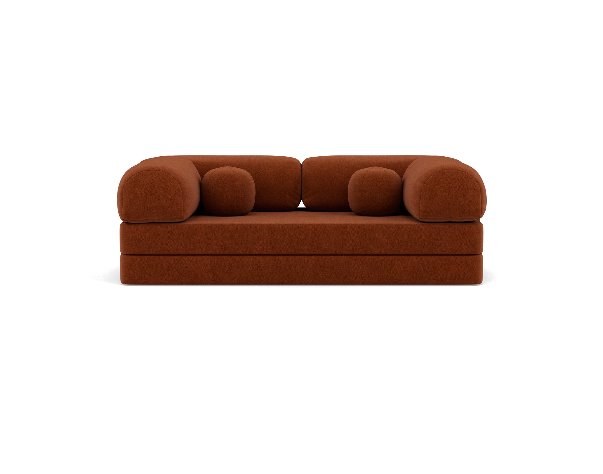 Canapé droit convertible 3 places en velours texturé terracotta - NEBULA - Best Mobilier - 9