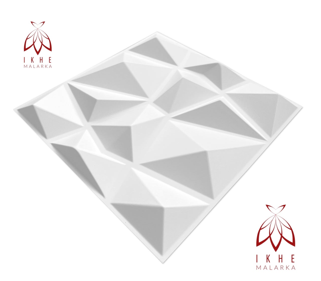 1PCS/0.09M² Panneaux 3D 30x30cm Panneaux en plastique PVC Panneaux muraux Salle de jeu Mur Plafond 3D Look Diamonds D094-1 White - 7