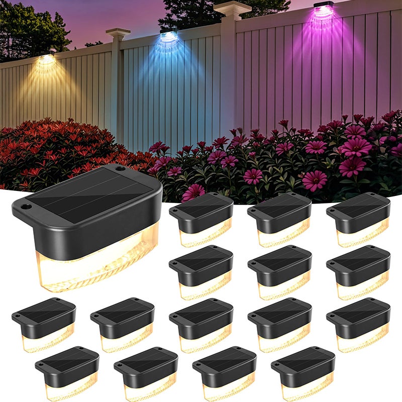 Zestaw 16 lamp solarnych LED do użytku zewnętrznego do oświetlenia ogrodzenia, idealne do basenów i na dziedzińce.