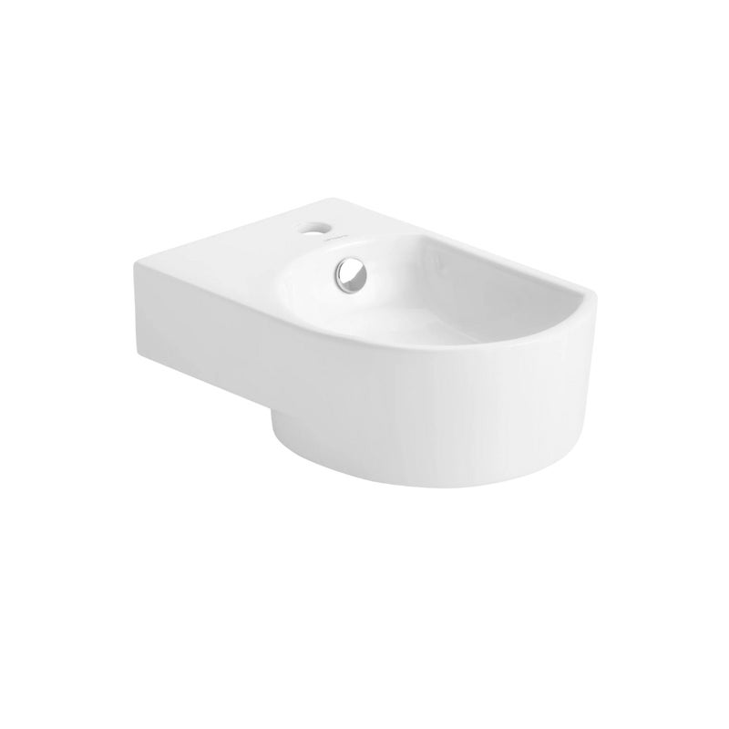 Umywalka ścienna Uptrend DEVO L biały połysk, z otworem na baterię oraz przelewem, lewa 1 szt.